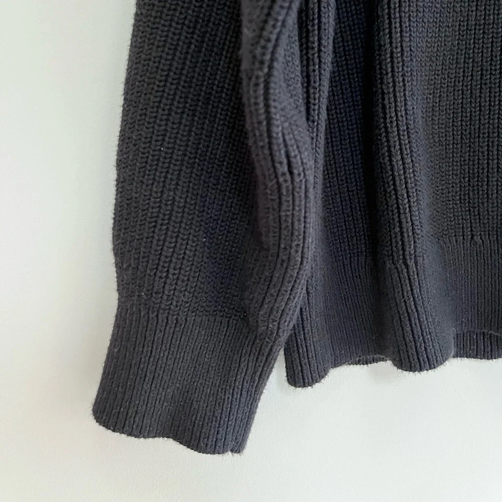 Everlane Half-Zip in Everyday Organic Cotton Knit Sweater in Black, size S